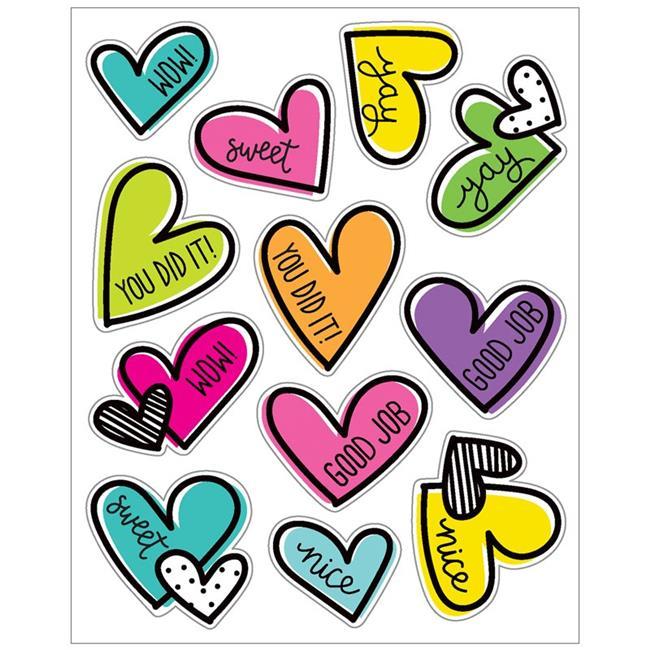 Kind Vibes: Doodle Hearts Shape Stickers,  72/pk