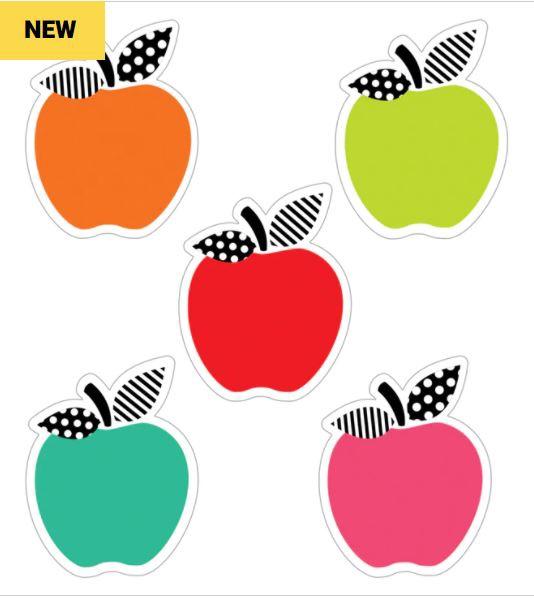 Bk, Wh & Stylish : Apples Colorful Mini Cut- Outs