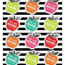  Black, White & Stylish Brights : Motivational Apples Stickers, 72/Pk