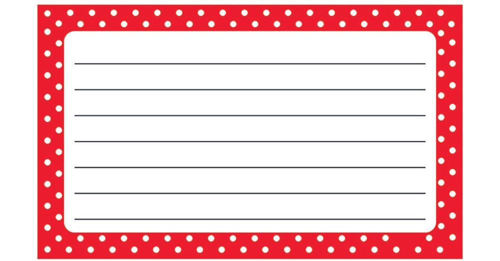 Polka Dots Red Lined Index Cards 3x5