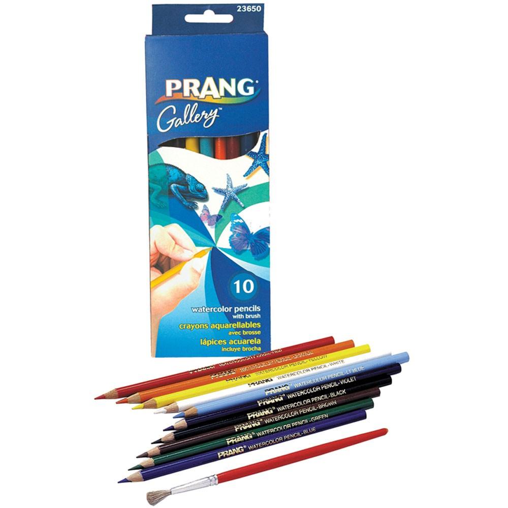 Includes Brush Prang Watercolor Colored Pencils Assorted Colors 23650 10 Count 