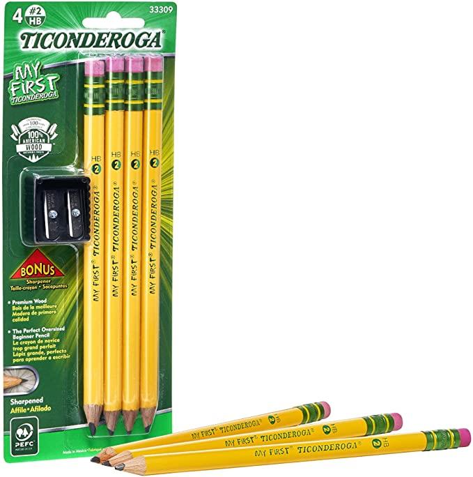 My First Ticonderoga Pre-sharpened #2 Yellow Wood Pencils, 4/pack