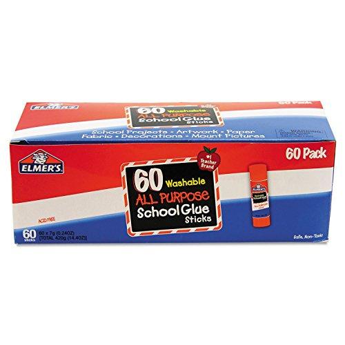 Elmer's Washable All Purpose School Glue Sticks Pack - 0.24 oz - 60 / Box - White