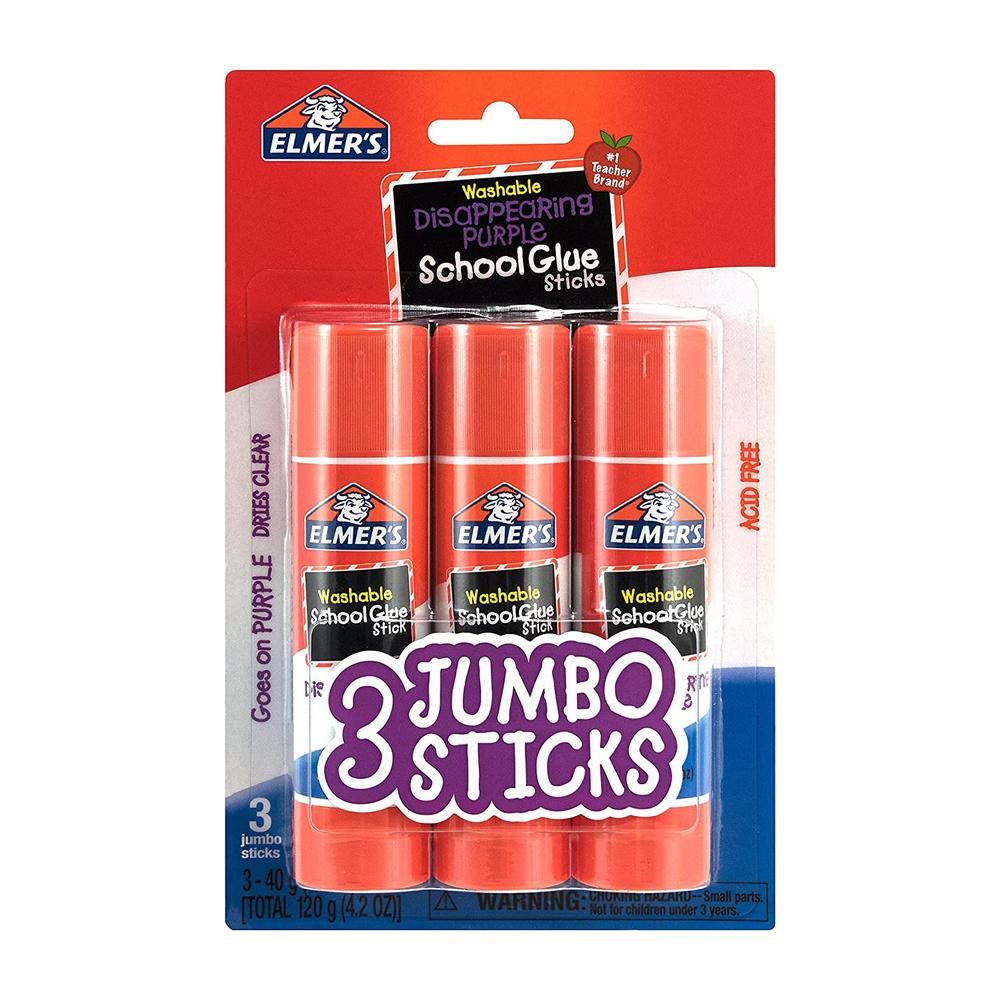 Elmers School Glue Sticks, White, 1.4oz - 3/pk