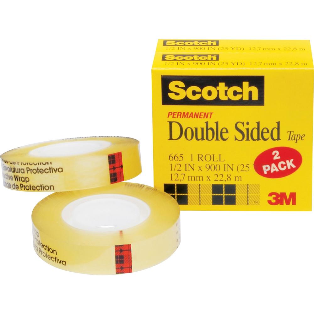 Scotch Double Sided Tape 665-2, 1/2 In X 900 In