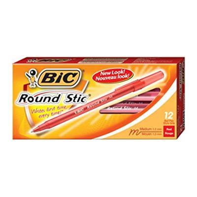 Bic Round Stic Red, 12 Count Box