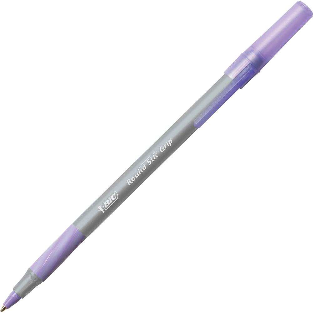 BIC Round Stic Xtra Life Ball Pen, Medium Point (1.0 mm), Purple, 12-Count
