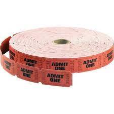 Maco Admit One Single Roll Tickets, Red, 2000 Per Roll