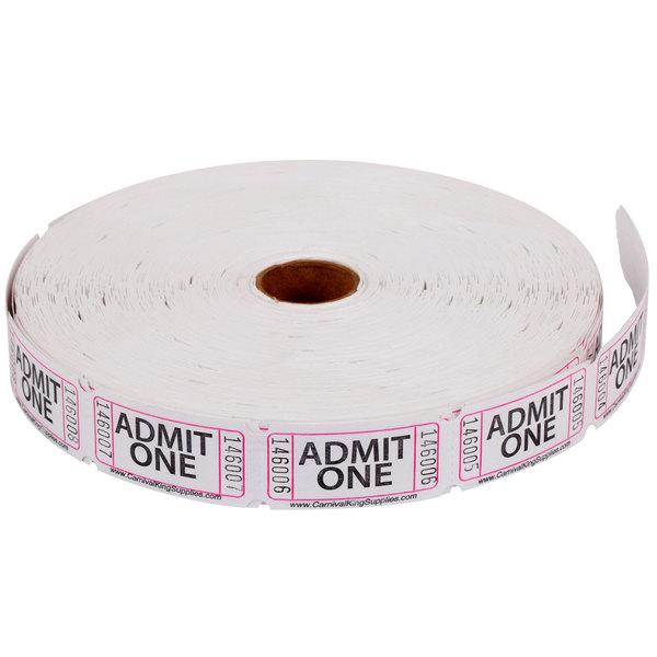 Admit One Roll Tickets, 2,000, Single Roll, White