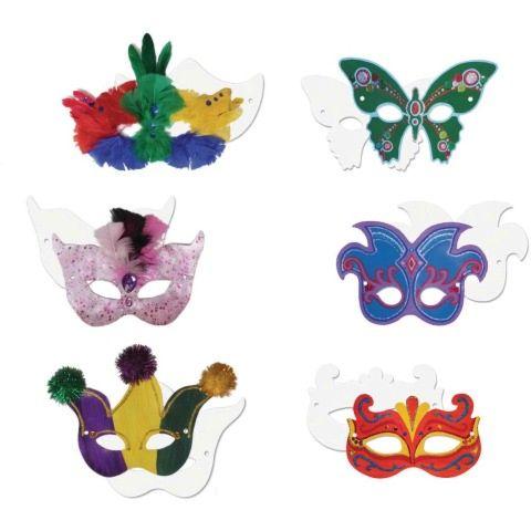 Die-cut Paper Masks, Mardi Gras Assortment, Asstd Sizes, 24 Pcs