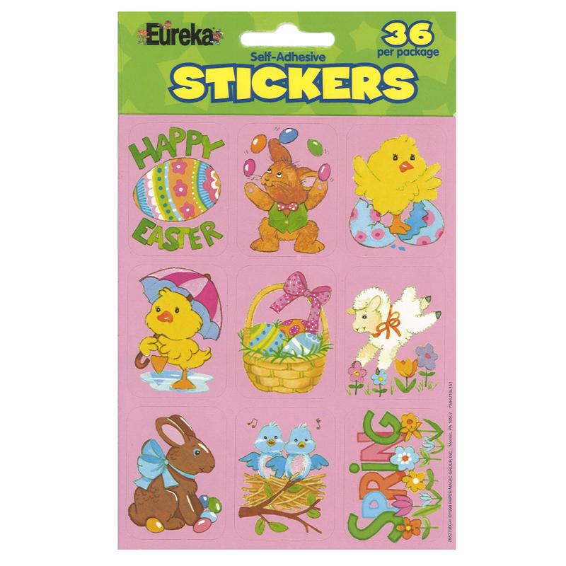 Giant Happy Easter Stickers, 36ct