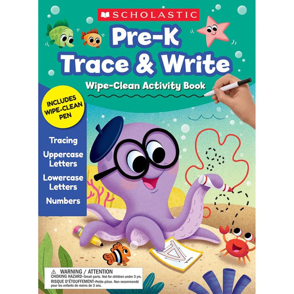 Pre-k Trace & Write Wipe-clean Activity Book, Ages 4-6, Grades Pk-1