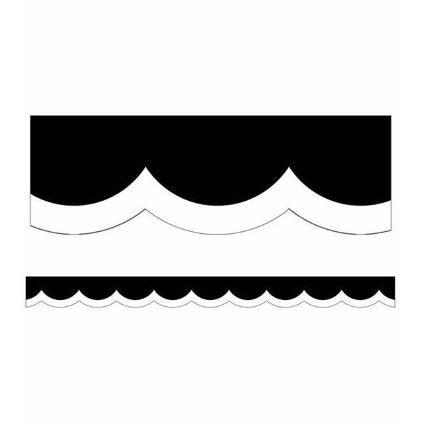 Wh & Bk Wavy Lined Scalloped Border