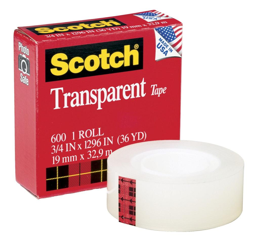 Scotch Transparent Tape 600 Clear, 3/4