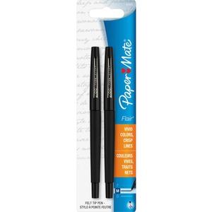 Paper Mate Flair Point Guard Felt Tip Marker Pens - Medium Black - 2pk