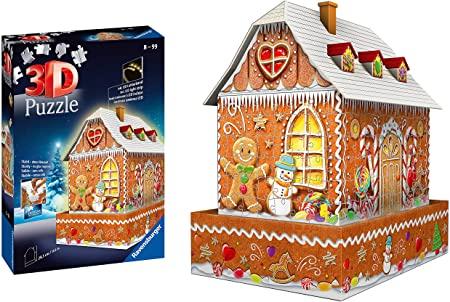 Gingerbread House - Night Edition - 216 Pc Led Light-up 3d Puzzle       D
