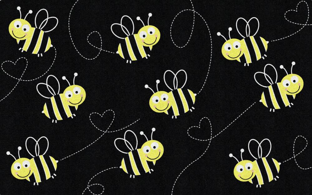 Bees On Black Carpet  5` X 7`6