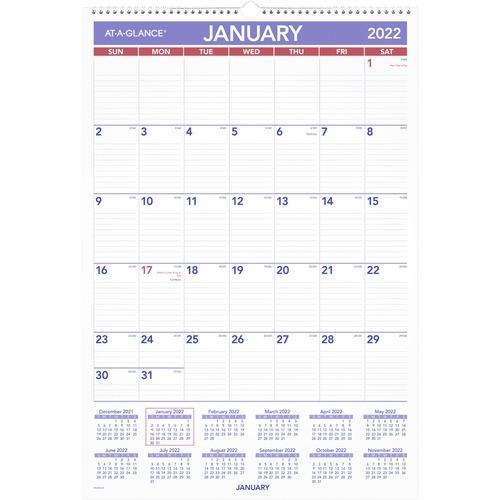At-a-glance Write-on/wipe-off Laminated Monthly Wall Calendar