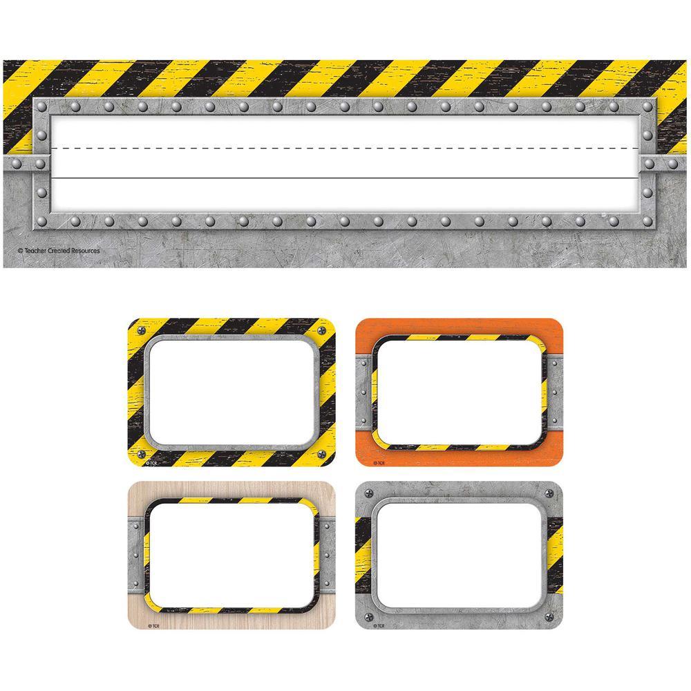 Teacher Created Resources Under Construction Tag Set - Fun Theme/Subject - Construction Patterns - Laminated - 3.50 