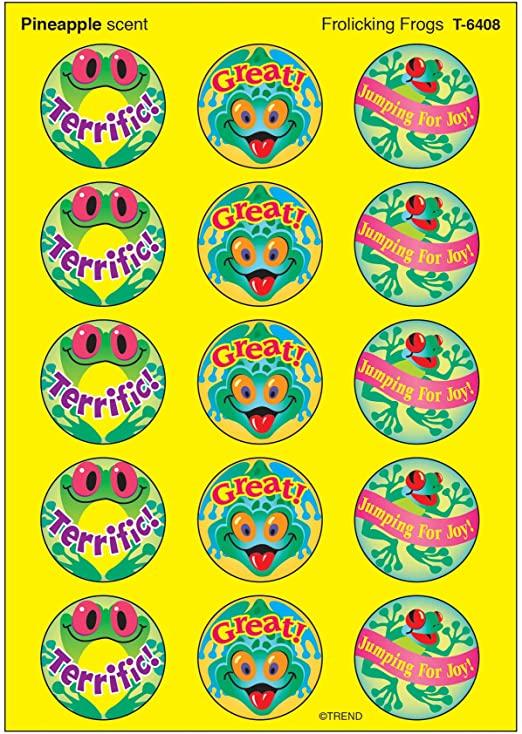 Frolicking Frogs, Pineapple Scent Scratch `n Sniff Stinky Stickers/large