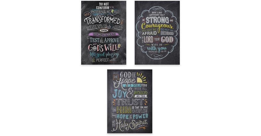 Rejoice Inspire U Posters: Bible Verses In Chalk, 3 Pack