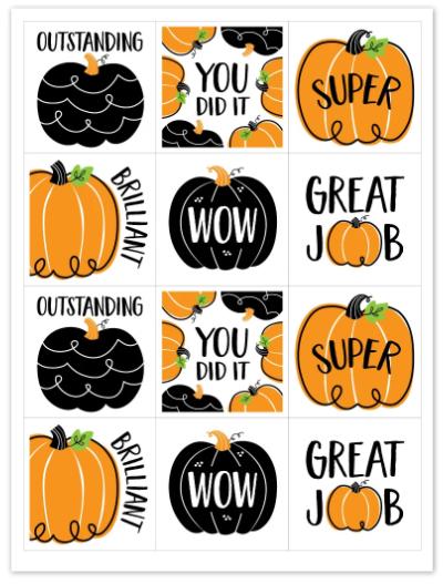 Doodle Pumpkin Rewards Stickers