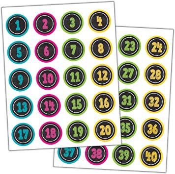 Chalkboard Bright Number Stickers