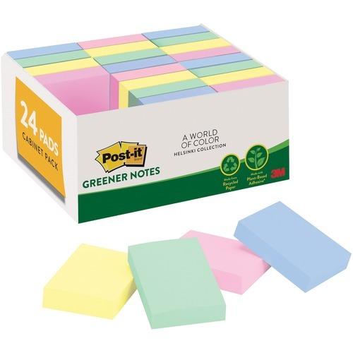 Post-it Notes 653-24rpvad, Recycled Pads, 1.5