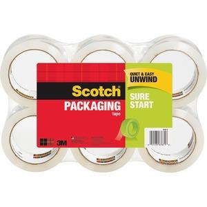 Scotch Sure Start Packaging Tape, Clear, 6 Pack