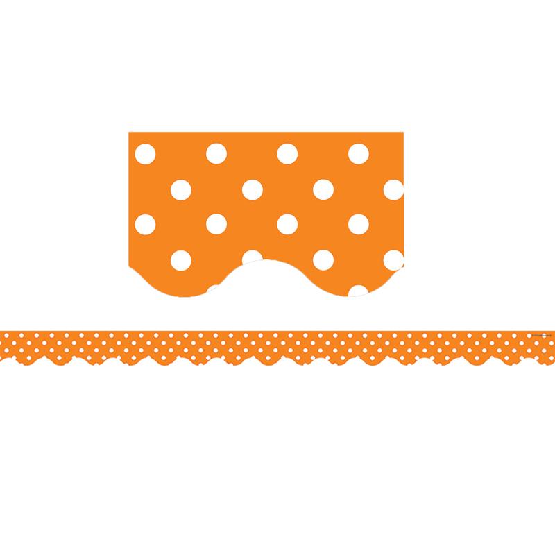 Orange Polka Dots Scalloped Border Trim