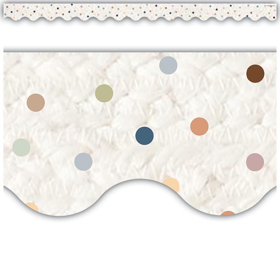  Everyone Is Welcome Dots Scalloped Border Trim, 12 Strips,