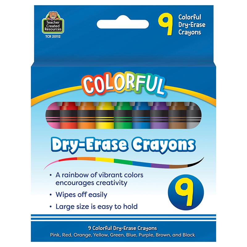 Colorful Dry-erase Crayons, 9 Count