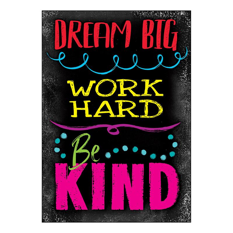 Dream Big Word Hard Be Kind Poster