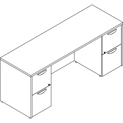 Prominence 2.0 Gray Elm Laminate Desk Unit, Double Pedestal on Left/Right Side