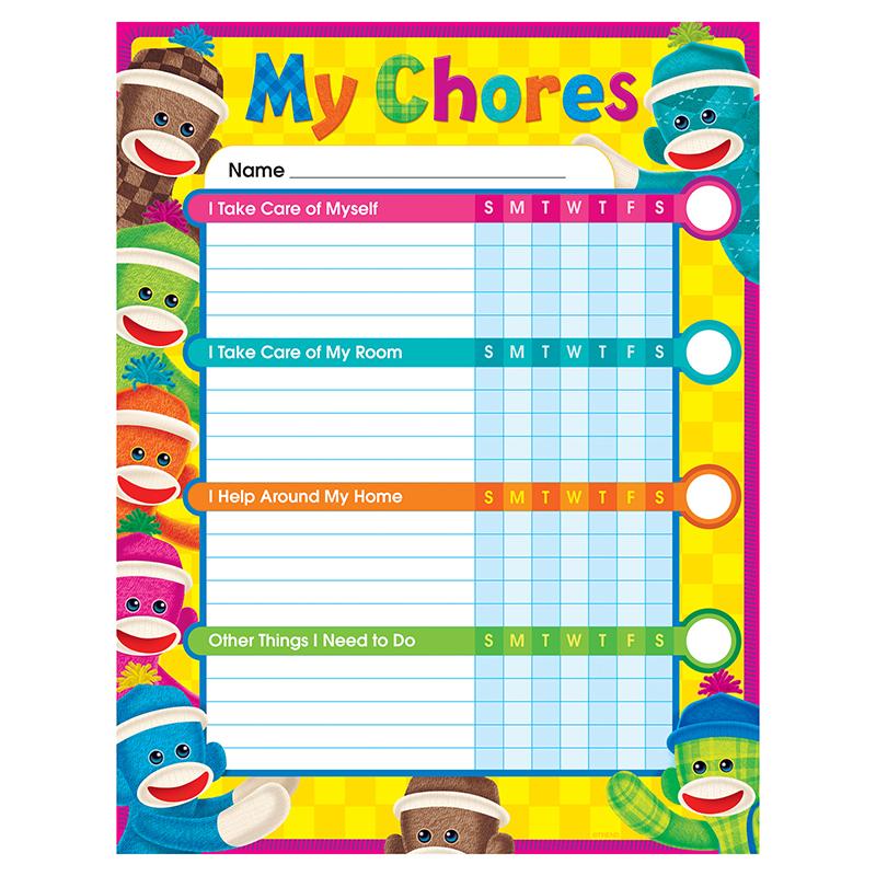 Sock Monkey Chore Chart W/stickers