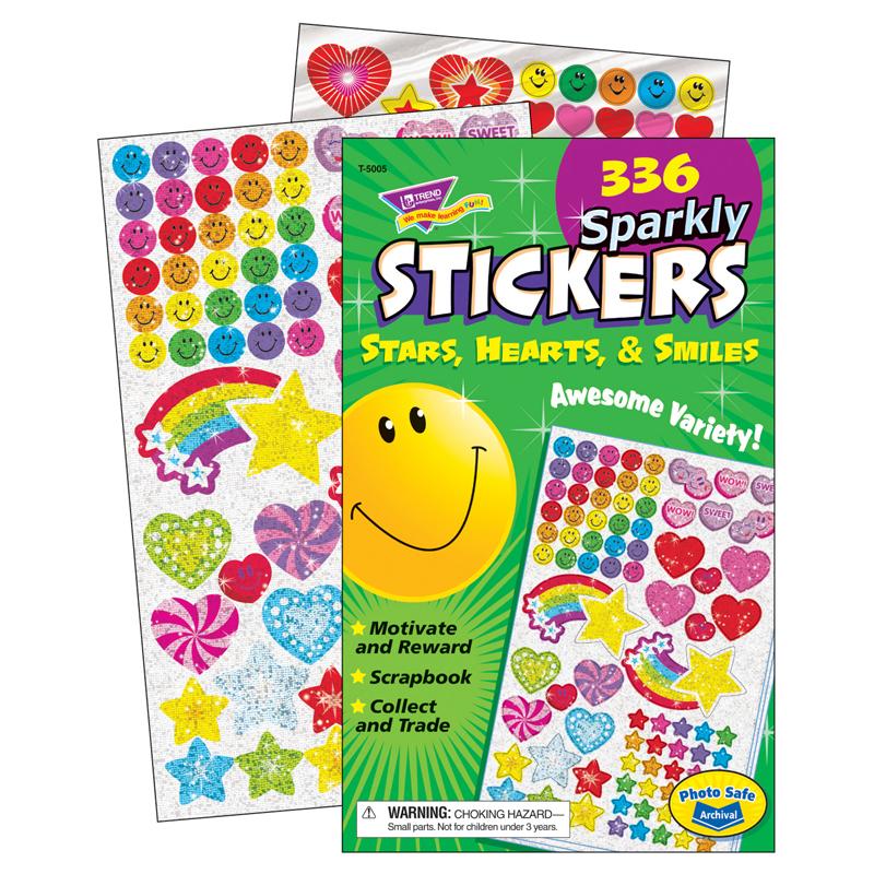 Sticker Pad Sparkly Stars Hearts +