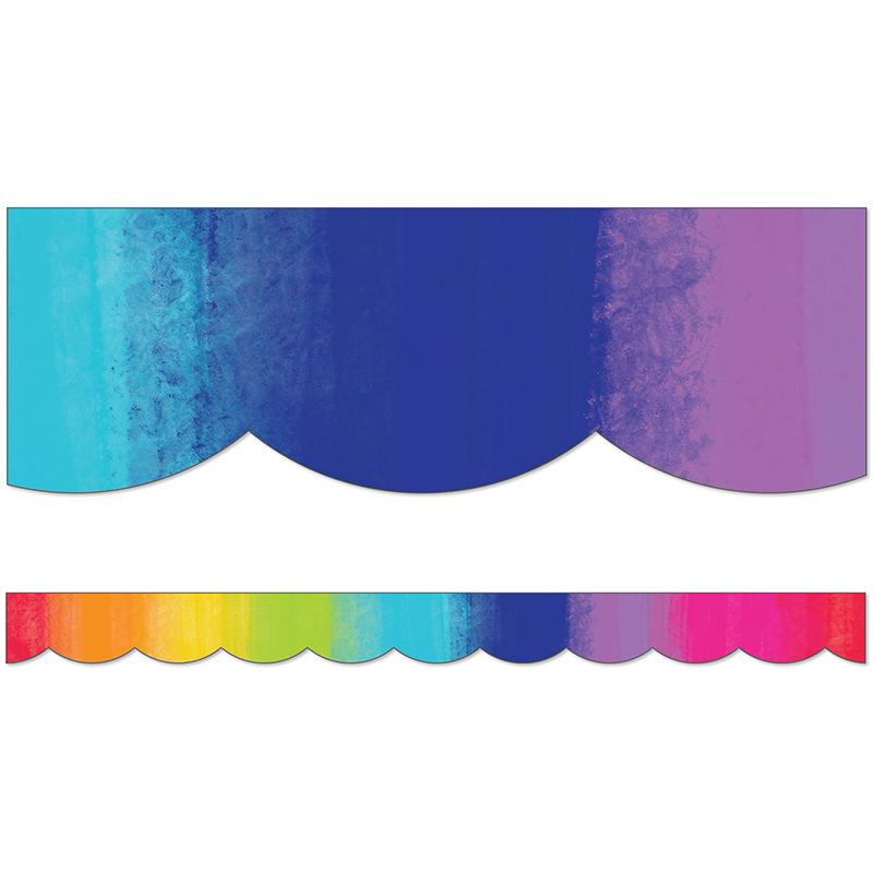 Light Bulb Moments:  Watercolor Rainbow Scalloped Borders