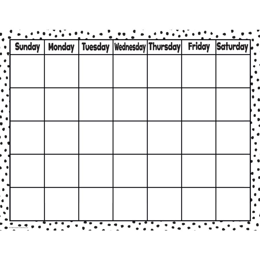 Black Painted Dots On White Calendar Chart