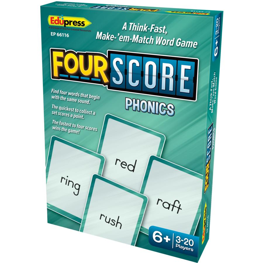 Four Score Card Game: Phonics, 80 Cards, Ages 6+, 3-20 Players