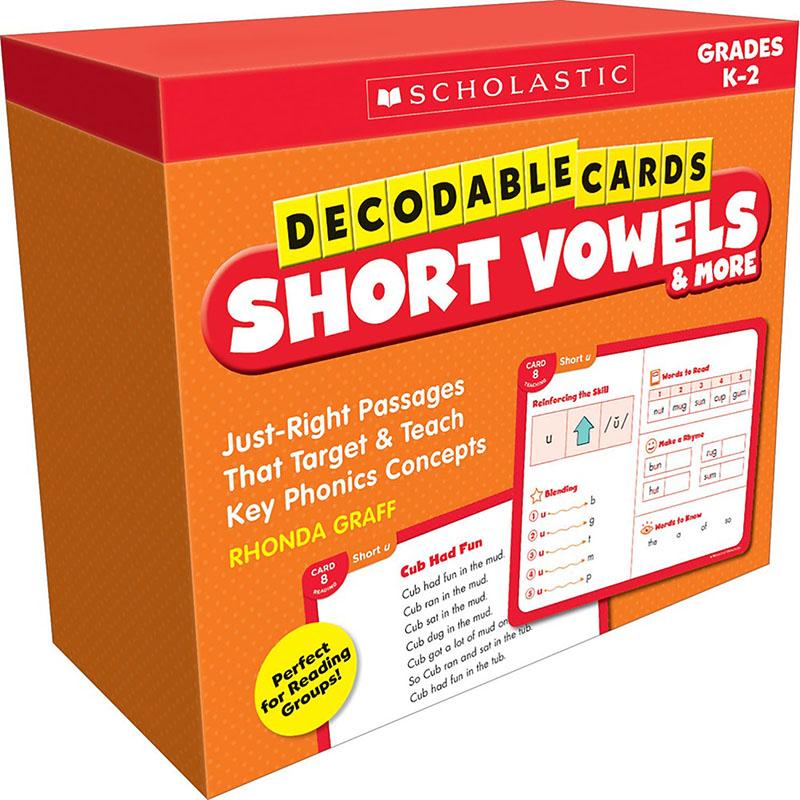 Decodable Cards: Short Vowels & More, Ages 5-7, Grades K-2