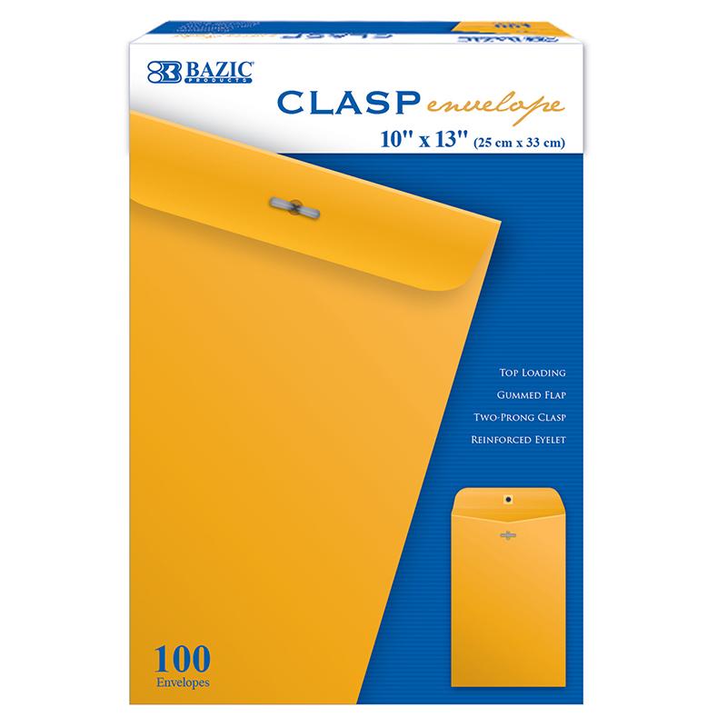 Bazic Clasp Envelopes, 10 X 13, 100 / Pack