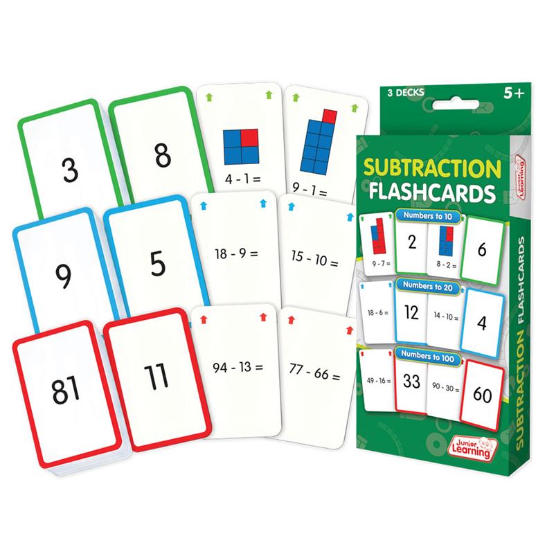 Subtraction Flash Cards, 3 Sets