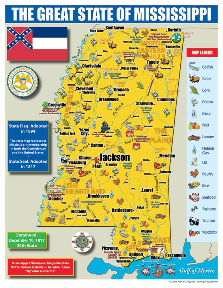  Mississippi State Map For Students, 30 Count