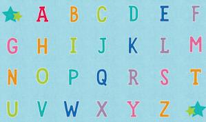 Alphabet On Blue Criss Cross Applesauce Carpet  5` X 7`6