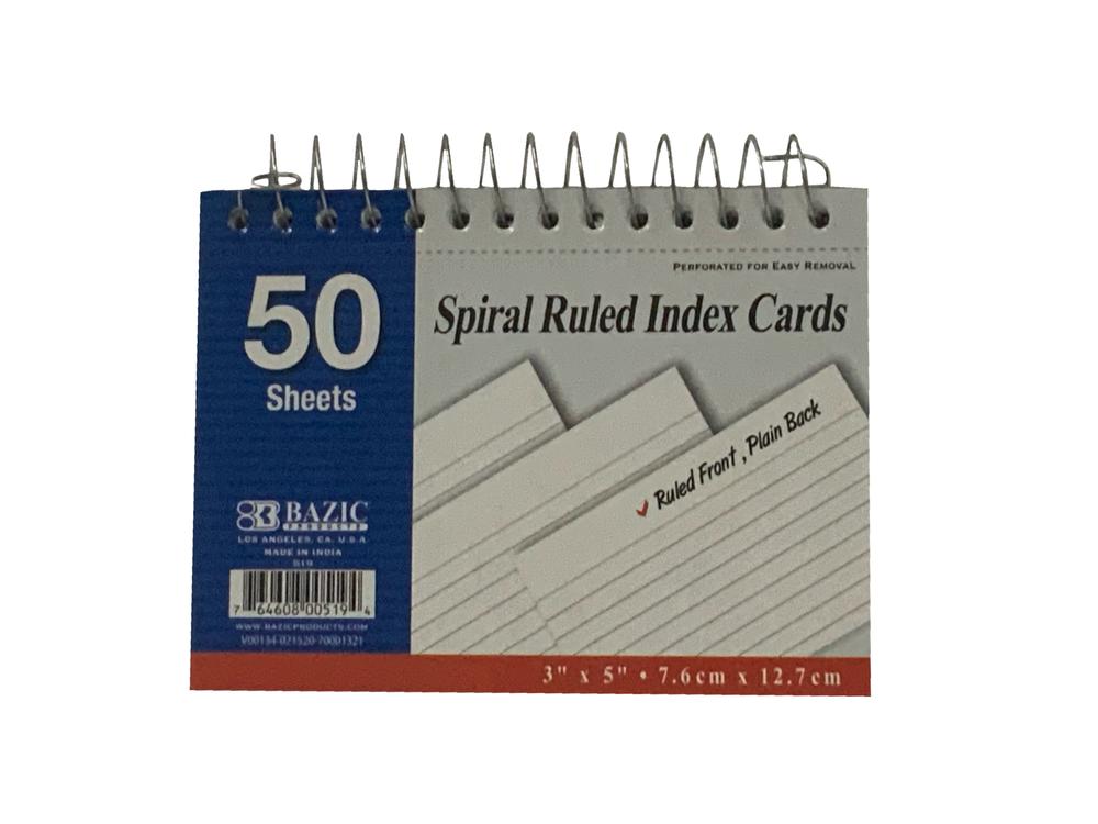 Spiral 3x5 Ruled White Index Cards