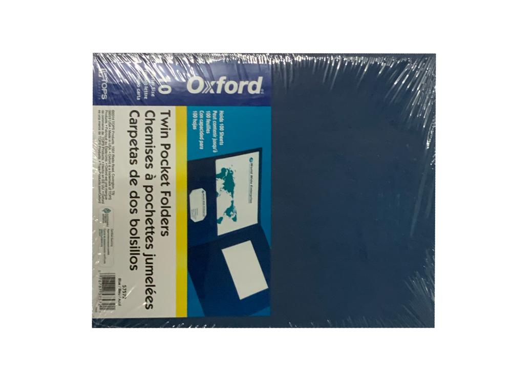  Oxford Leatherette Two Pocket Folder, Letter Size, Blue, 10 Pack