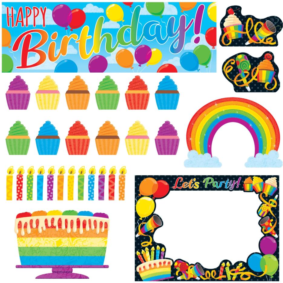  Rainbow Birthday Wipe- Off Learning Set