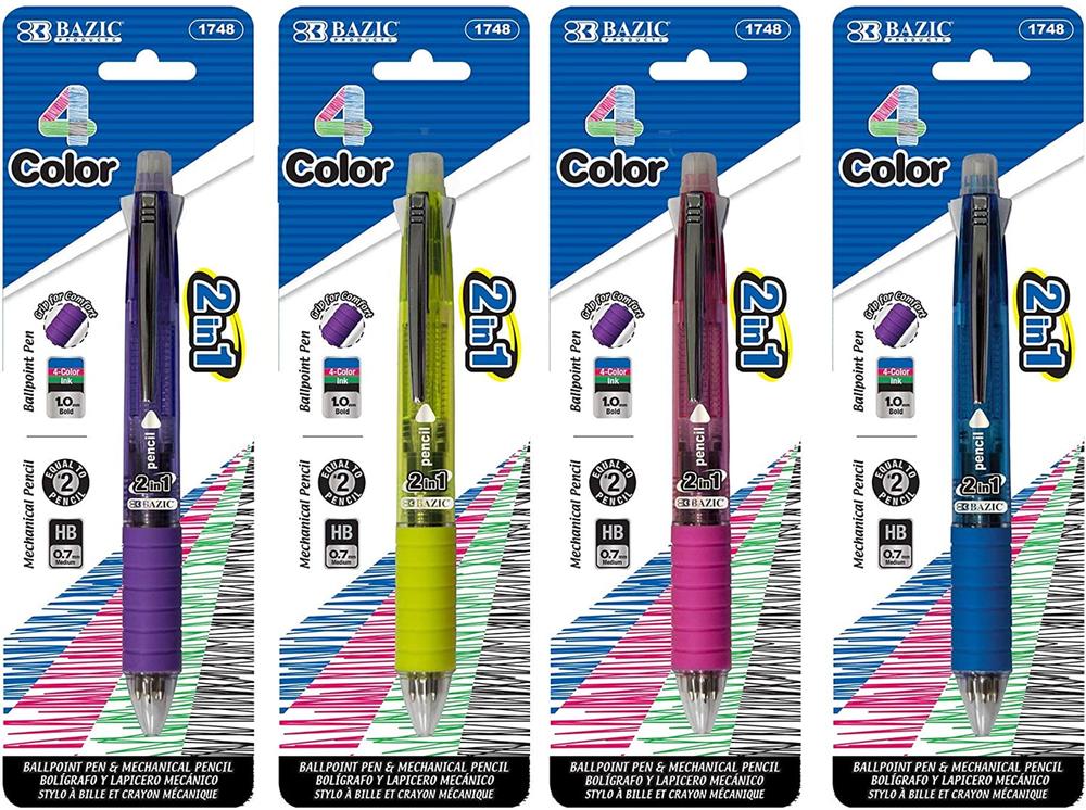 2 in 1 Mechanical Pencil and 4 Color Pen, Neon Colors