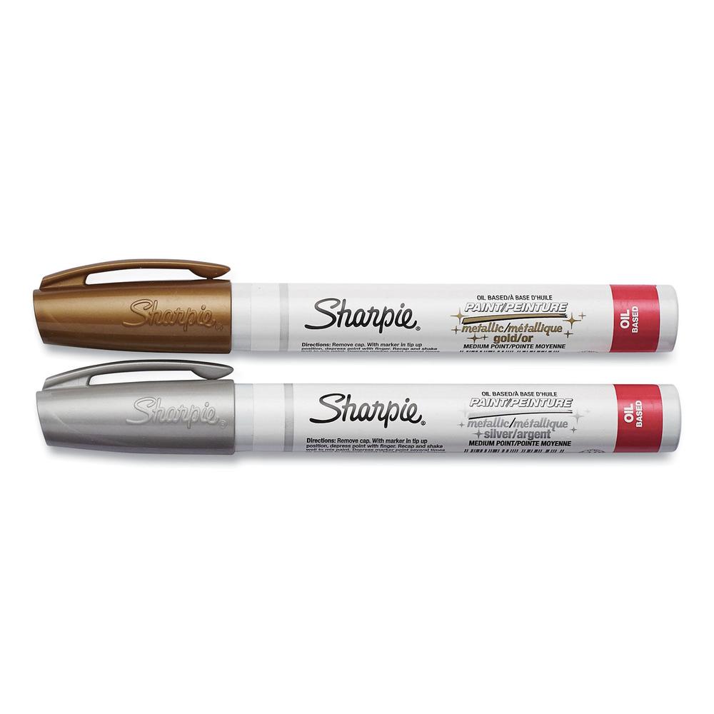 Sharpie Permanent Paint Marker, Oil-based, Medium Bullet Tip, Gold/silver, 2/pk