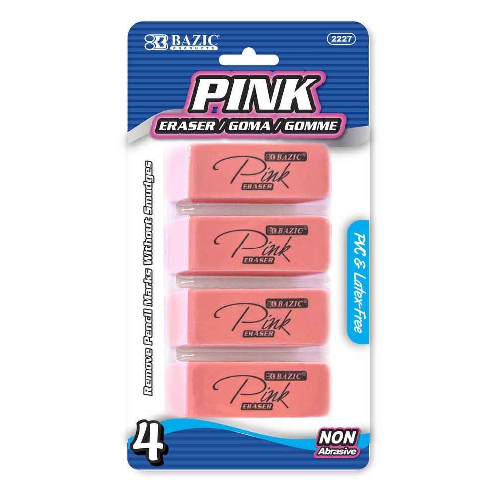 Pink Block Eraser 4/pack